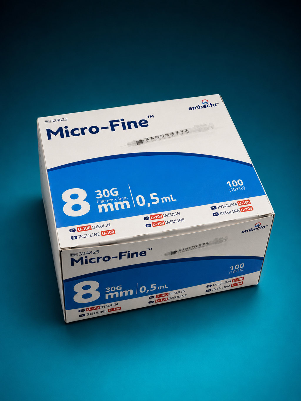 Micro-Fine™ U-100 Insulinspritzen 0,5 ml – 30G x 8 mm – 100 Stück